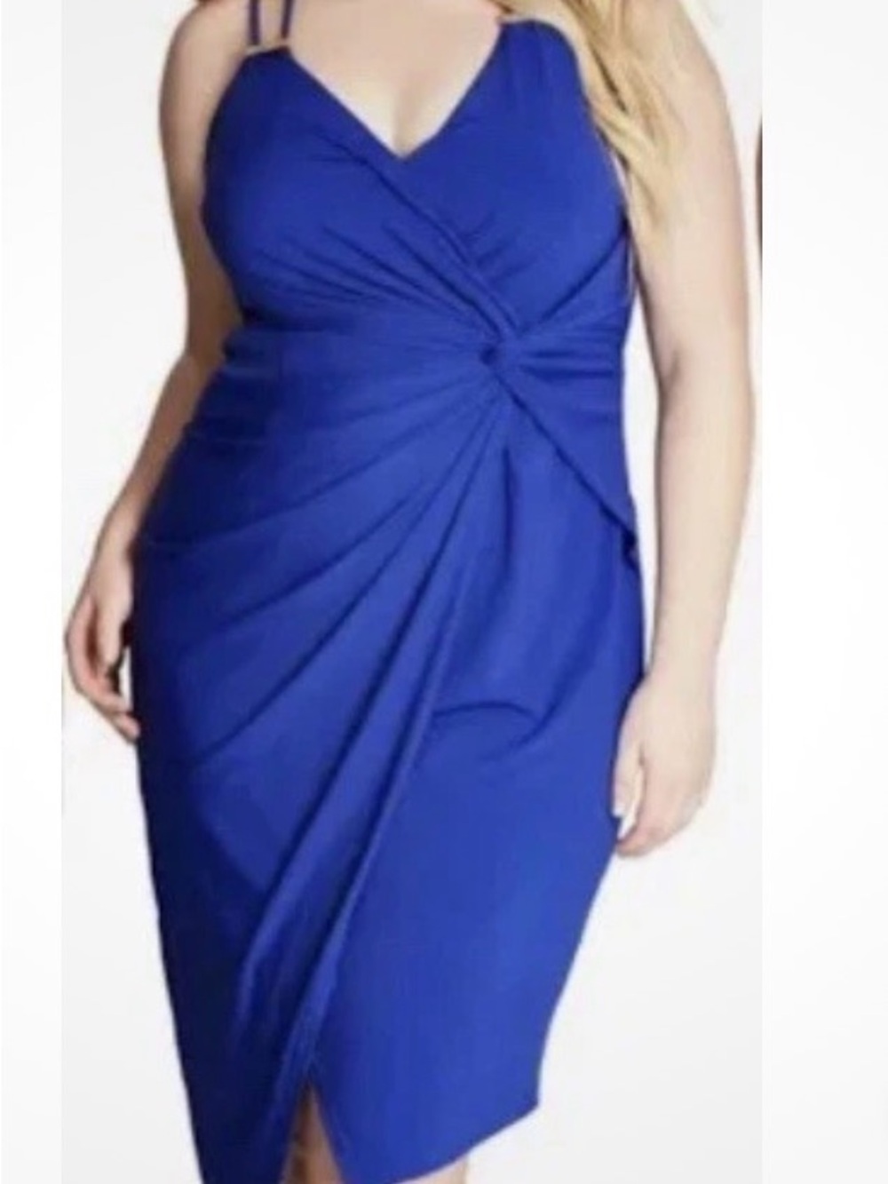 Elegant Royal Blue Faux Wrap-Detail Women's Dress